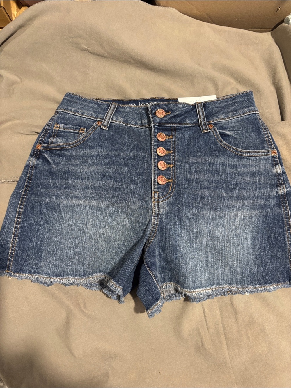 Maurices Button-Front Distressed Denim Shorts - Blue